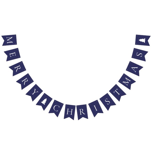 Banderines Elegante marina azul blanco Feliz Navidad (Todo)