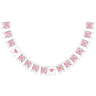 Banderines Elegante matrimonio floral floral de oro rosado de