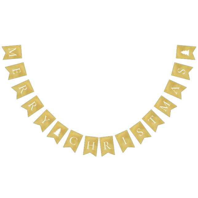 Banderines Elegante Navidad Faux Gold White Merry (Todo)
