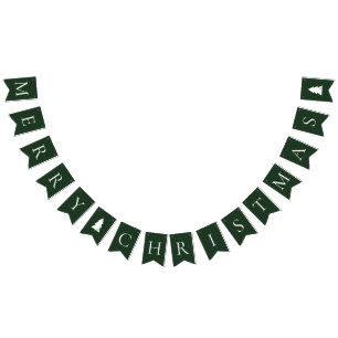 Banderines Elegante Navidad Verde Blanca Feliz