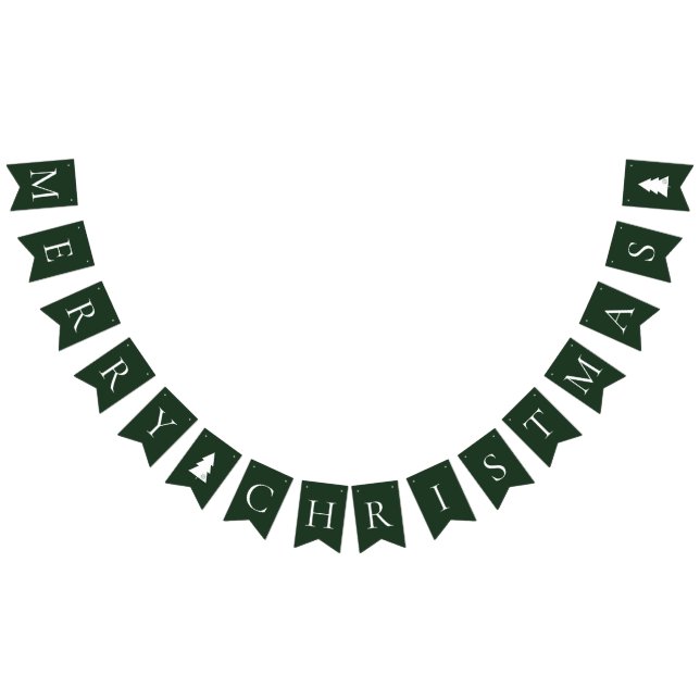 Banderines Elegante Navidad Verde Blanca Feliz (Todo)