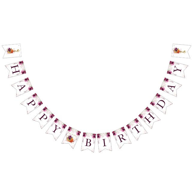 Banderines Elegante primer cumpleaños Borgoña otoño (Todo)
