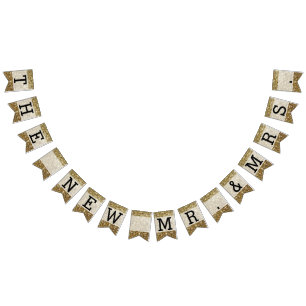 Banderines Elegante Purpurina dorado Boda impreso