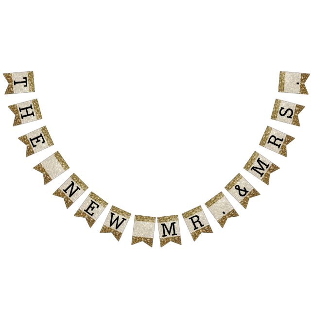 Banderines Elegante Purpurina dorado Boda impreso (Todo)