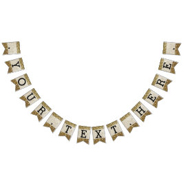 Banderines Elegante Purpurina Gold Boda impreso