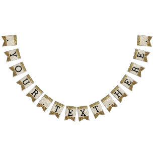 Banderines Elegante Purpurina Gold Boda impreso