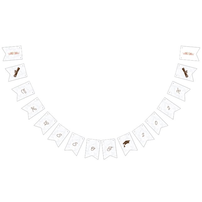 Banderines Elegante Rosa Flores Graduación Personalizada (Todo)