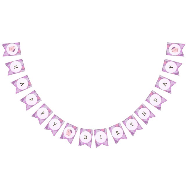 Banderines Empavesado lindo del feliz cumpleaños del cerdo (Todo)