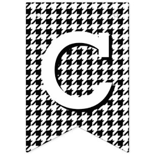 Banderines Enhorabuena blanco y negro de Houndstooth