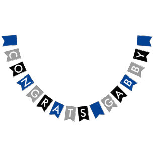 Banderines Enhorabuena del negro del gris azul