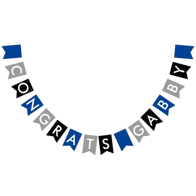 Banderines Enhorabuena del negro del gris azul (Todo)