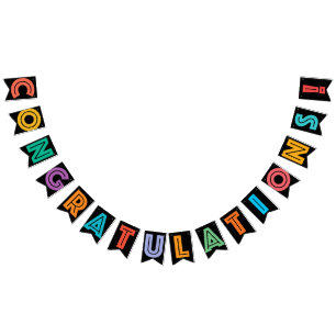 BANDERINES ENHORABUENA - NEGRA Y TEXTO MULTICOLOR