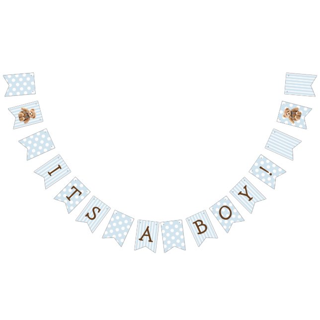 Banderines Es un Baby Shower de Boy Blue Teddy Bear (Todo)