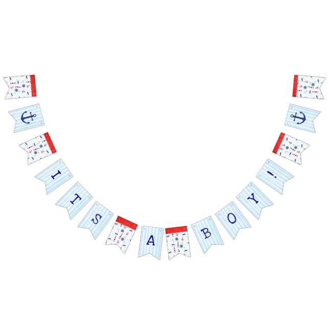 Banderines Es un niño, Banner Nautical Baby Shower (Todo)