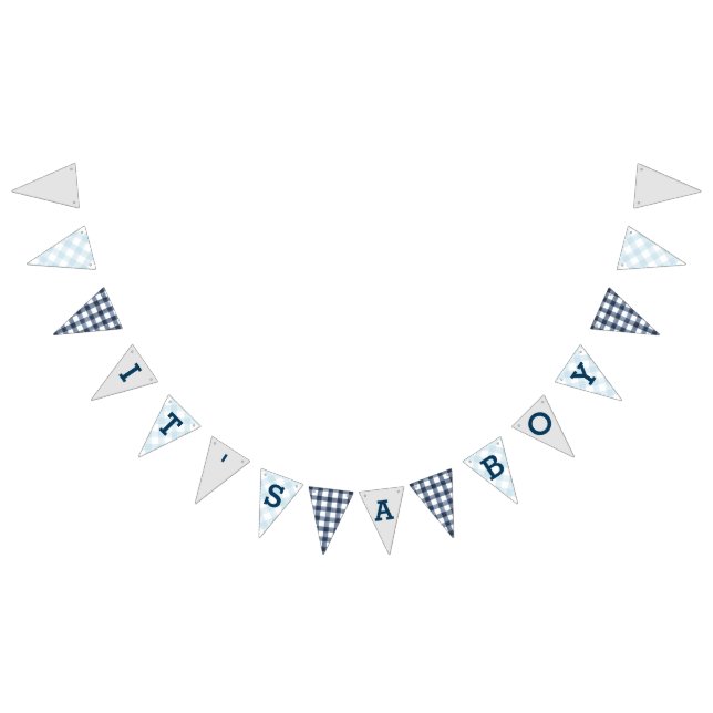 Banderines Es un niño | Country Gingham Baby Shower (Todo)