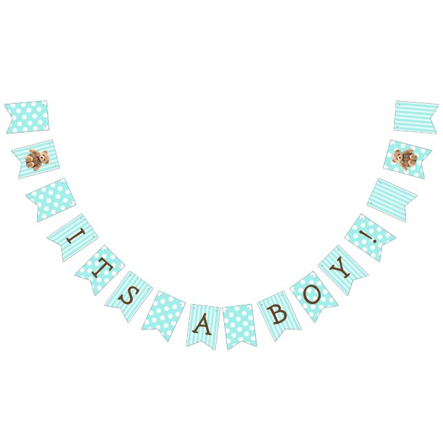 Banderines Es un niño Verde azulado Teddy Bear Baby Shower (Todo)