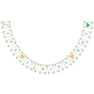 Banderines Es un Niño Verde Safari de la Jungla Baby Shower