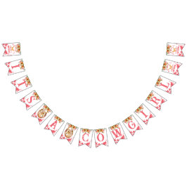 Banderines Es una niña de vaca con caballos de ducha rosados