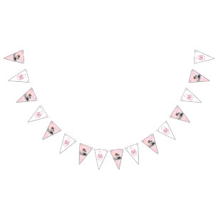 Banderines Es una niña Fiesta de bebé y cachorro rosa