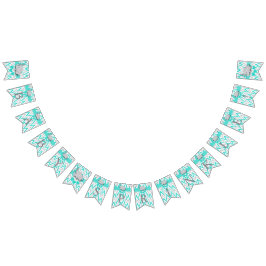 Banderines Espolvorea de elefante gris blanco turquesa