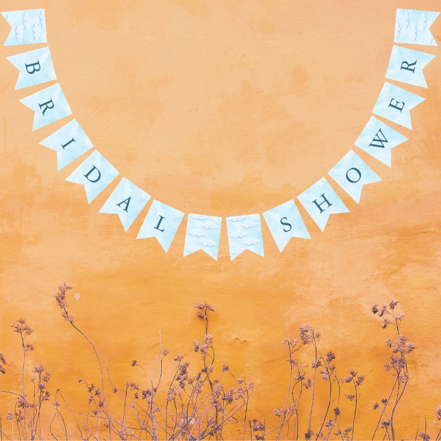 Banderines Está en la nube 9 Dreamy Sky Blue Bridal Shower (On Cloud 9 Dreamy Sky Blue Bridal Shower Bunting Flag )