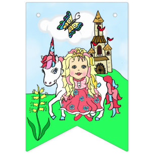 Banderines Estandarte Cumpleaños Princesa Rosa