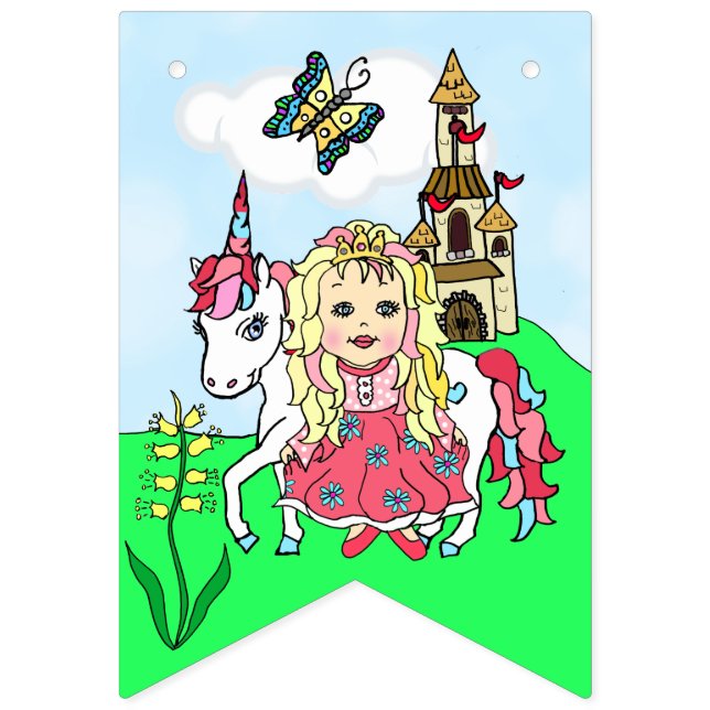 Banderines Estandarte Cumpleaños Princesa Rosa (Decimosexta bandera)