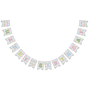 Banderines Estandarte de Cumpleaños Diversión a Rayas de Past