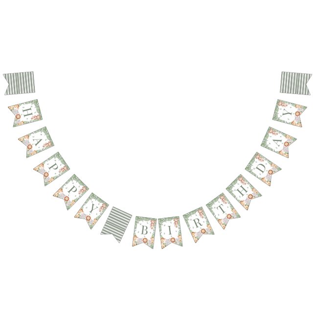 Banderines Estandarte de cumpleaños Wild One Jungle (Todo)