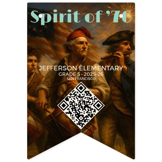 Banderines Estandarte de QR escolar personalizado • ¡Tributo  (Sexta bandera)