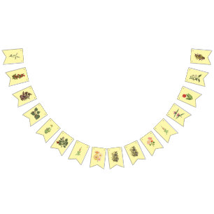 Banderines Estandarte floral amarillo claro para fiestas