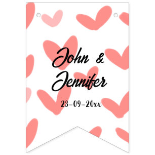 Banderines estilo de texto minimalista simple blanco corazón