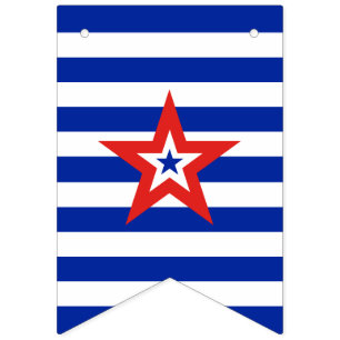 Banderines Estrella Patriótica Americana sobre Franjas Azules