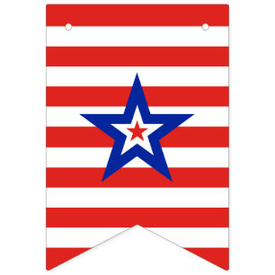 Banderines Estrella Patriótica Americana sobre Franjas Rojas