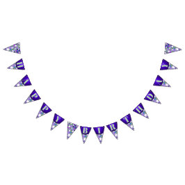 Banderines Estrellas Blancas Morado Menta Verde Cumpleaños Fe