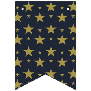 Banderines Estrellas doradas sobre azul marino - Elegante y a