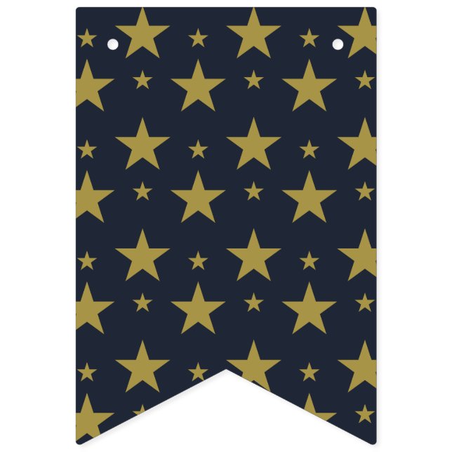 Banderines Estrellas doradas sobre azul marino – Elegante y a (Primera bandera)