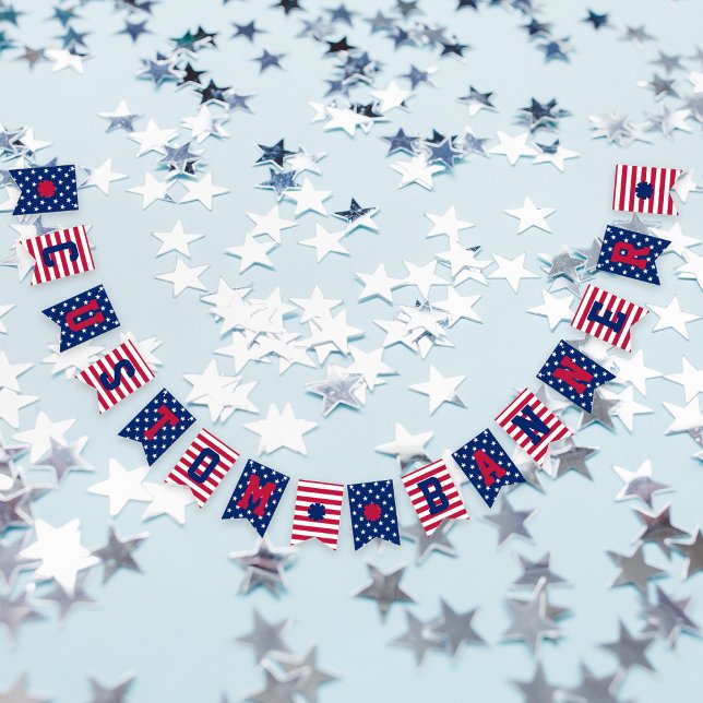 Banderines Estrellas personalizados Estrellas Banner Patrióti (Custom Stars Stripes 4th of July Patriotic Banner)