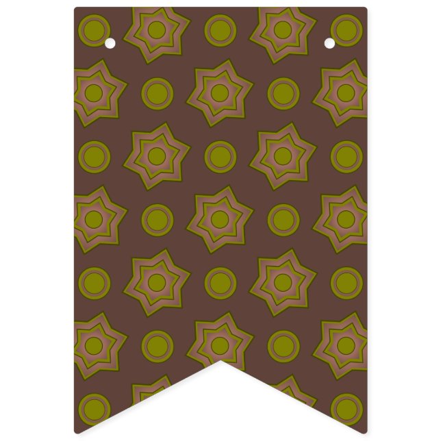 Banderines Estrellas y círculos en marrón y verde (Primera bandera)