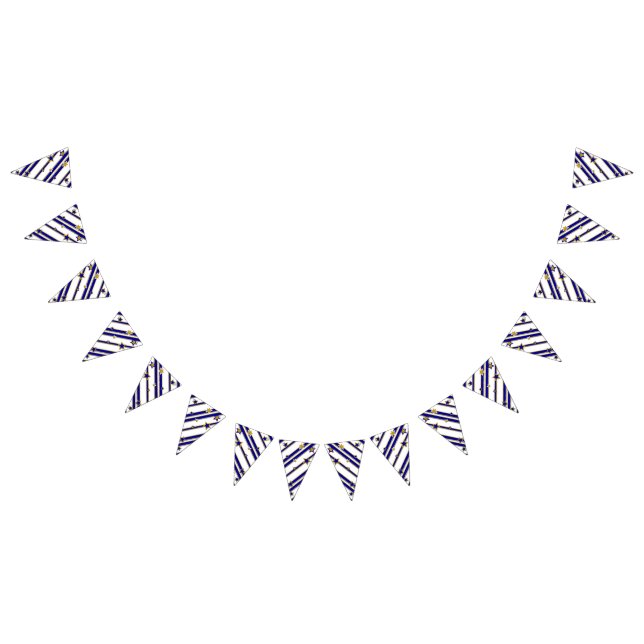 Banderines Estrellas Y Rayas - Oro Azul Patrón Blanco 1 (Todo)
