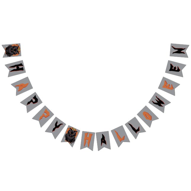 Banderines Evil Black Cat Halloween Party Banner (Todo)