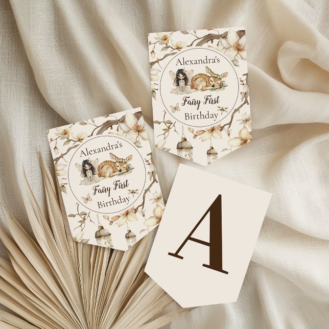 Banderines Fairy First Birthday Woodland Floral (Subido por el creador)