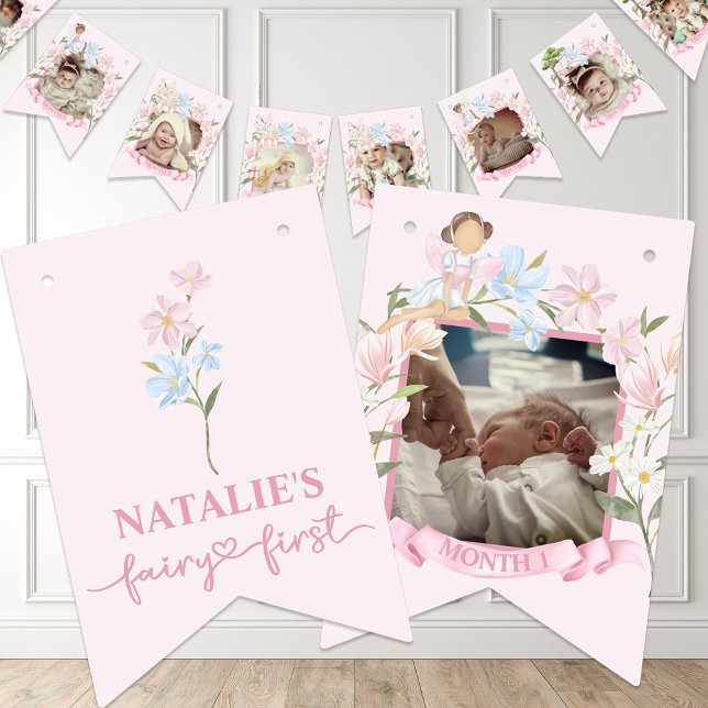 Banderines Fairy First Chica 1er cumpleaños Fiesta Personaliz (Subido por el creador)
