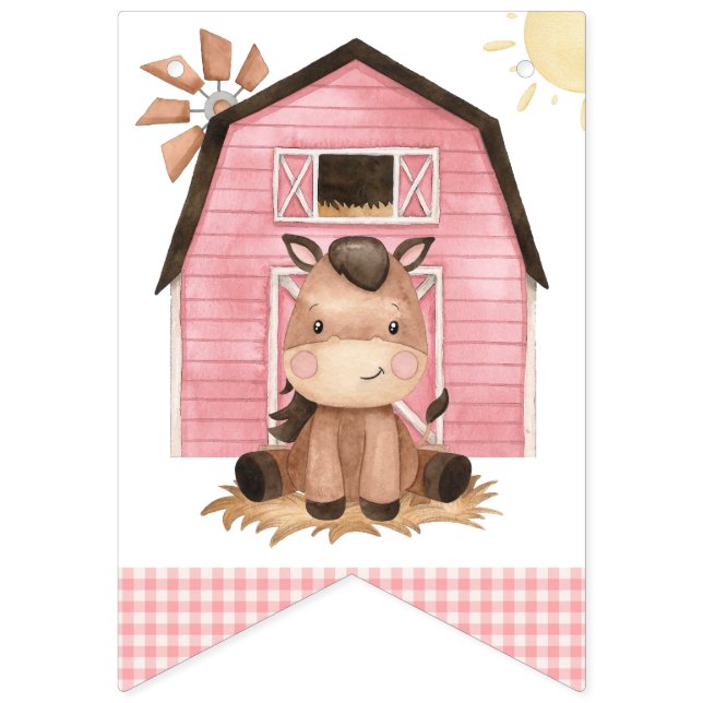 Banderines Farm Animals, Cute Animals, Barn, First Birthday (Primera bandera)