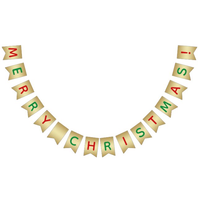 Banderines Faux Gold Red Green Feliz Navidad (Todo)