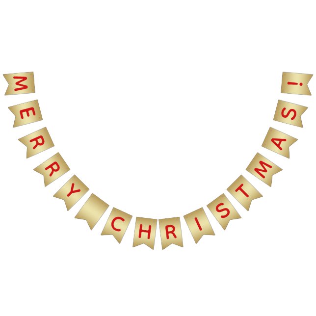 Banderines Faux Gold y Red Merry Christmas (Todo)