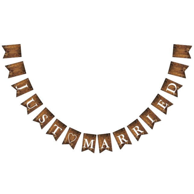Banderines Faux Rustic Barn Wood acaba de casarse con Boda (Todo)