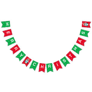 Banderines Felices fiestas navideñas en el pingüino de Santa 