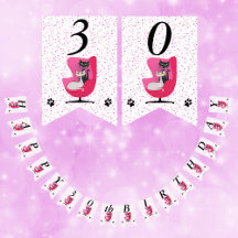 Felices gatos de cumpleaños presidente rosado punt