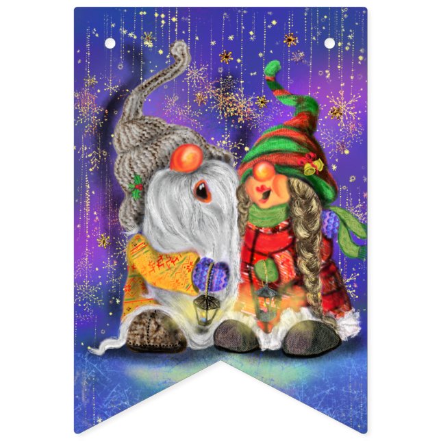 Banderines Felices Navidades Gnome Bunting Flags (Primera bandera)